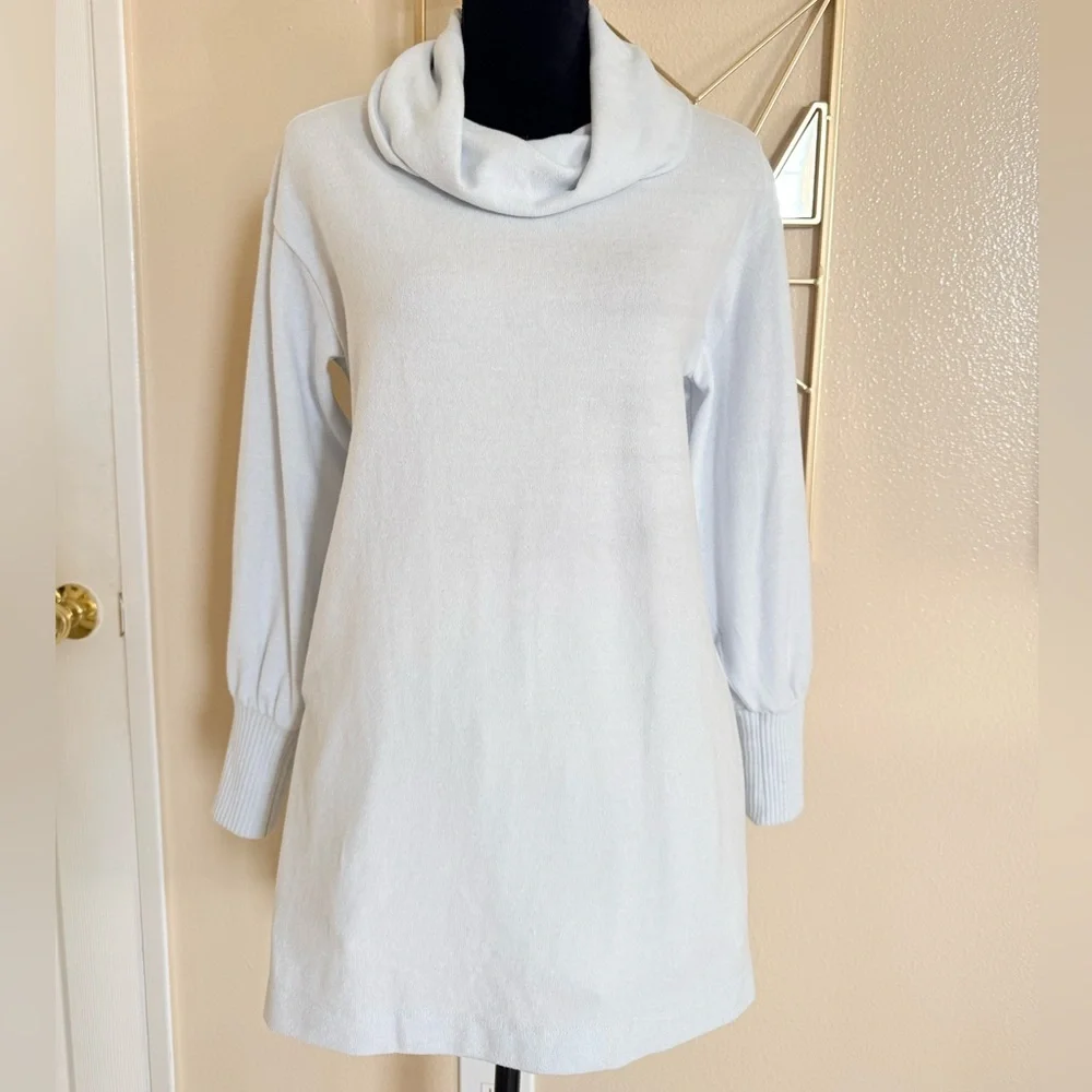 Maeve Anthropologie Light Blue Cowl Neck Tunic Sweater Hi-Low XS - Picture 2 of 12